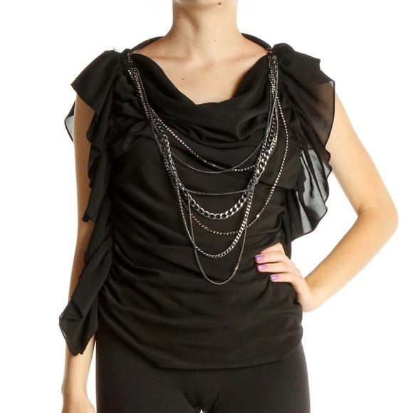 Designer Robert Rodrigues Chained Flutter Sleeve Sexy Draped Blouse - Picture 3 of 10